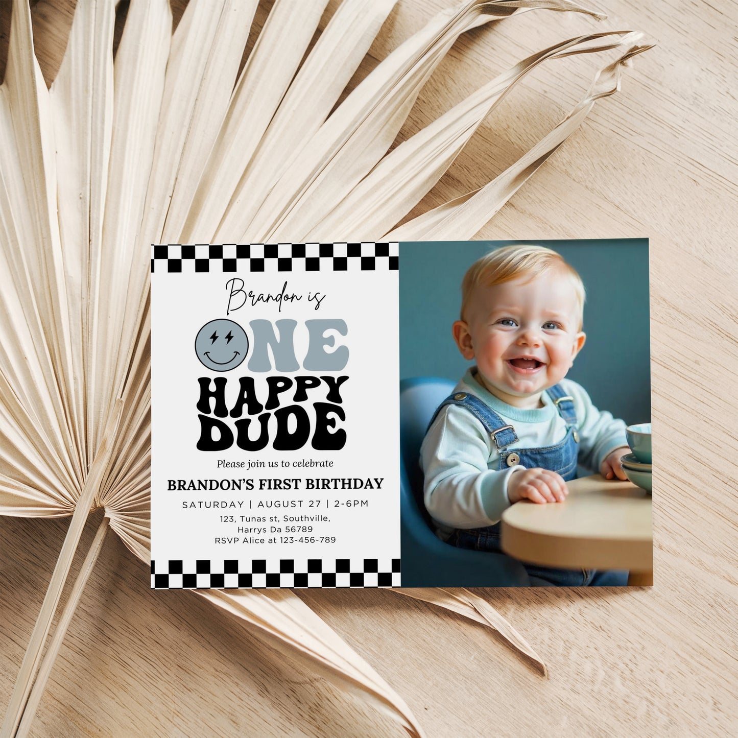 One Happy Dude Birthday Invitation Photo One Happy Dude Editable Birthday Invite One Happy Dude Evite Boys first birthday invitation, 0411