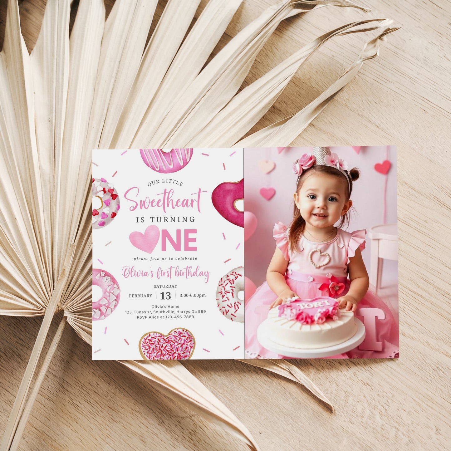 Sweetheart Birthday, First Birthday, Valentine Birthday, Little Sweetheart, Valentine Invitation, Photo Invite 1st Birthday Evite, 0472