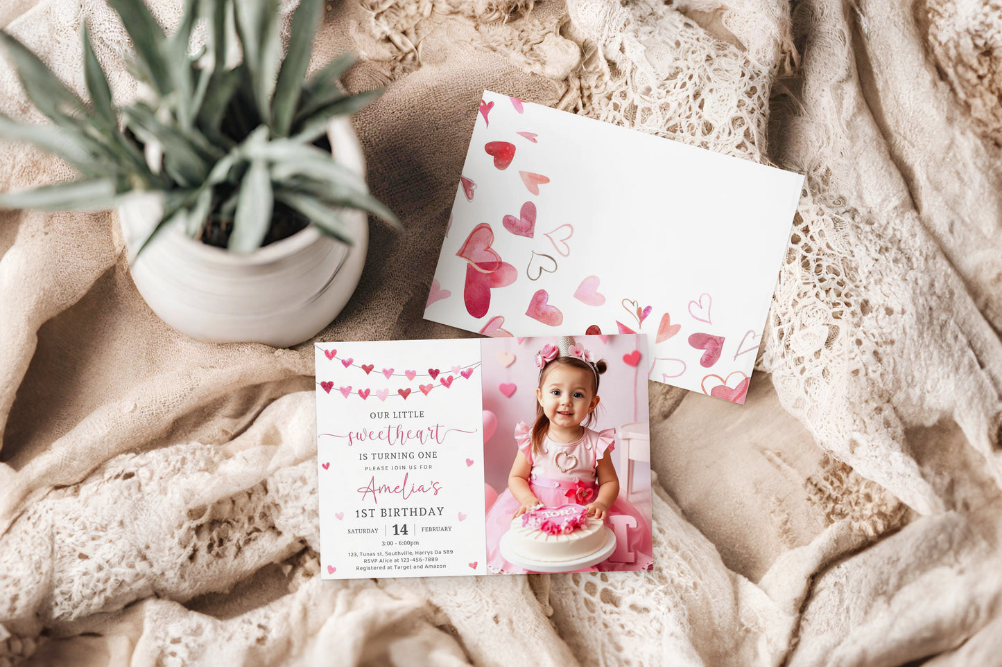 Sweetheart Birthday, First Birthday, Valentine Birthday, Little Sweetheart, Valentine Invitation, Photo Invite 1st Birthday Evite, 0478