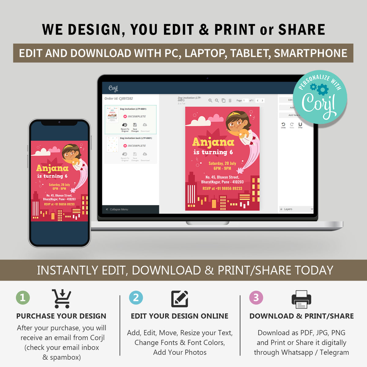 Super Birthday Birthday Invitation Template, Printable Invitation, Girl Birthday, Evite, Digital Invite,  B121
