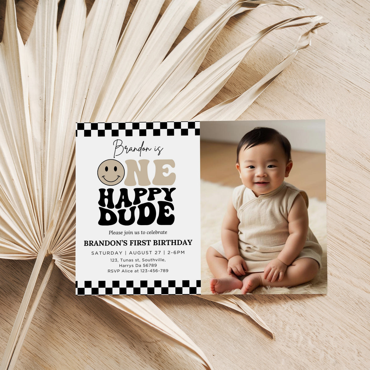 One Happy Dude Birthday Invitation Digital, Editable Birthday Invitation One Happy Dude invite Boys first birthday invitation, Evite, 0638