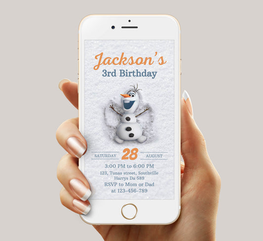 Olaf Birthday Invitation Template, Girl Birthday, Evite, Digital Invite,  0093
