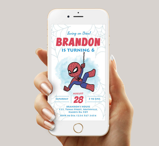 Spiderman Birthday Invitation Template, Boy Birthday, Evite, Digital Invite, 0096