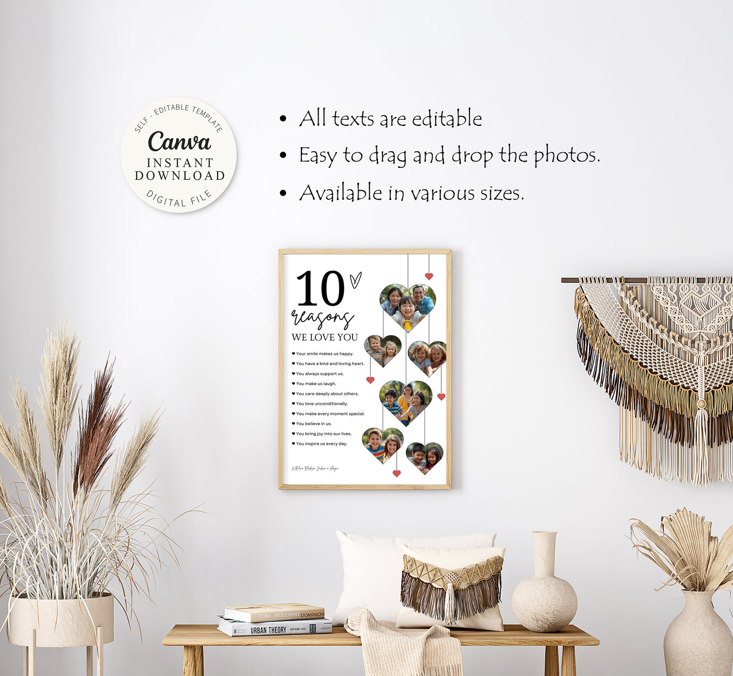 10 Reasons We Love You Poster With Pictures Template, Printable 10th Birthday Gift for Him or Her Editable, Personalized 10th Birthday Decor  0708