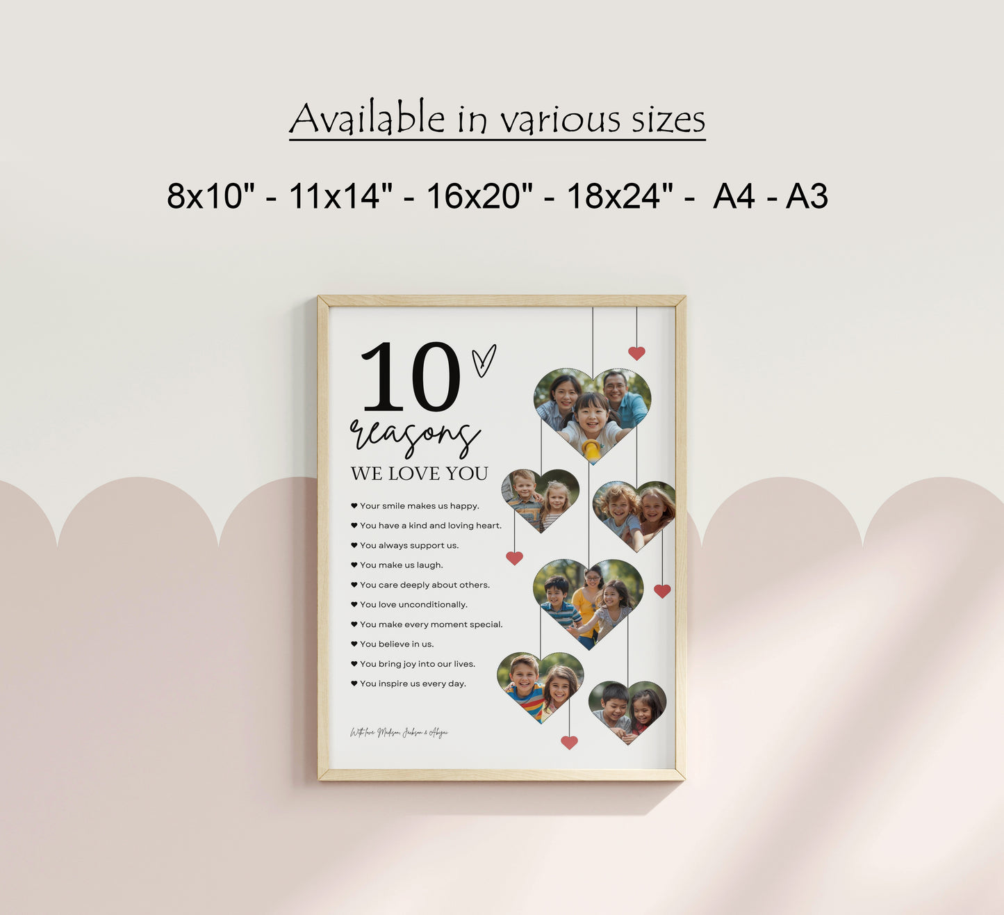 10 Reasons We Love You Poster With Pictures Template, Printable 10th Birthday Gift for Him or Her Editable, Personalized 10th Birthday Decor  0708