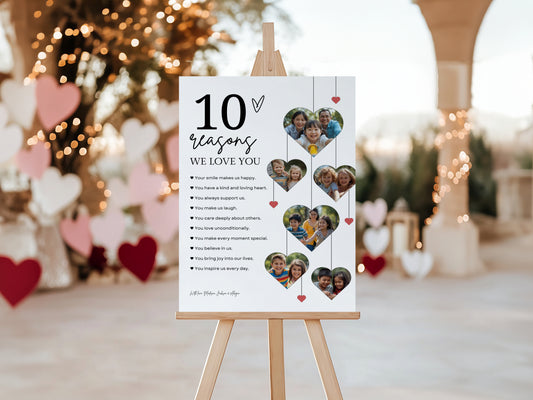10 Reasons We Love You Poster With Pictures Template, Printable 10th Birthday Gift for Him or Her Editable, Personalized 10th Birthday Decor  0708