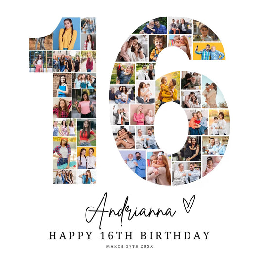16th Birthday Photo Collage Template, Editable 16th Birthday Welcome Sign Gender Neutral 16th Printable Milestone Sign, Look Who's 16, Canva 0577