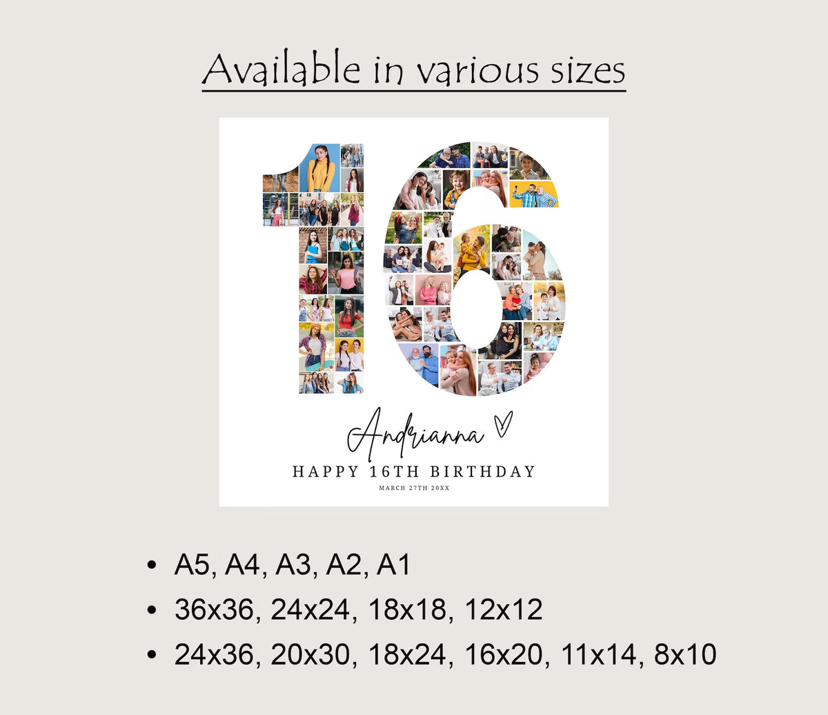 16th Birthday Photo Collage Template, Editable 16th Birthday Welcome Sign Gender Neutral 16th Printable Milestone Sign, Look Who's 16, Canva 0577