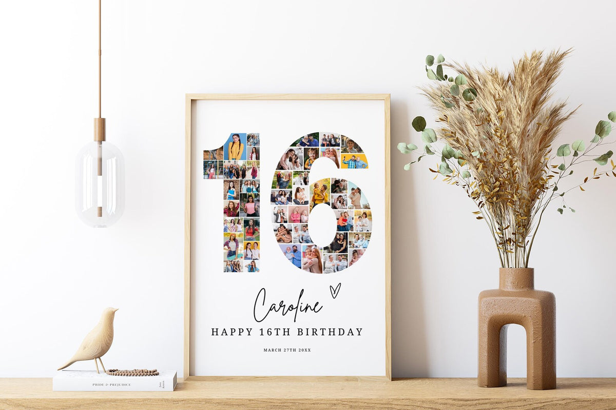 16th Birthday Photo Collage Template, Editable 16th Birthday Welcome Sign Gender Neutral 16th Printable Milestone Sign, Look Who's 16, Canva 0577