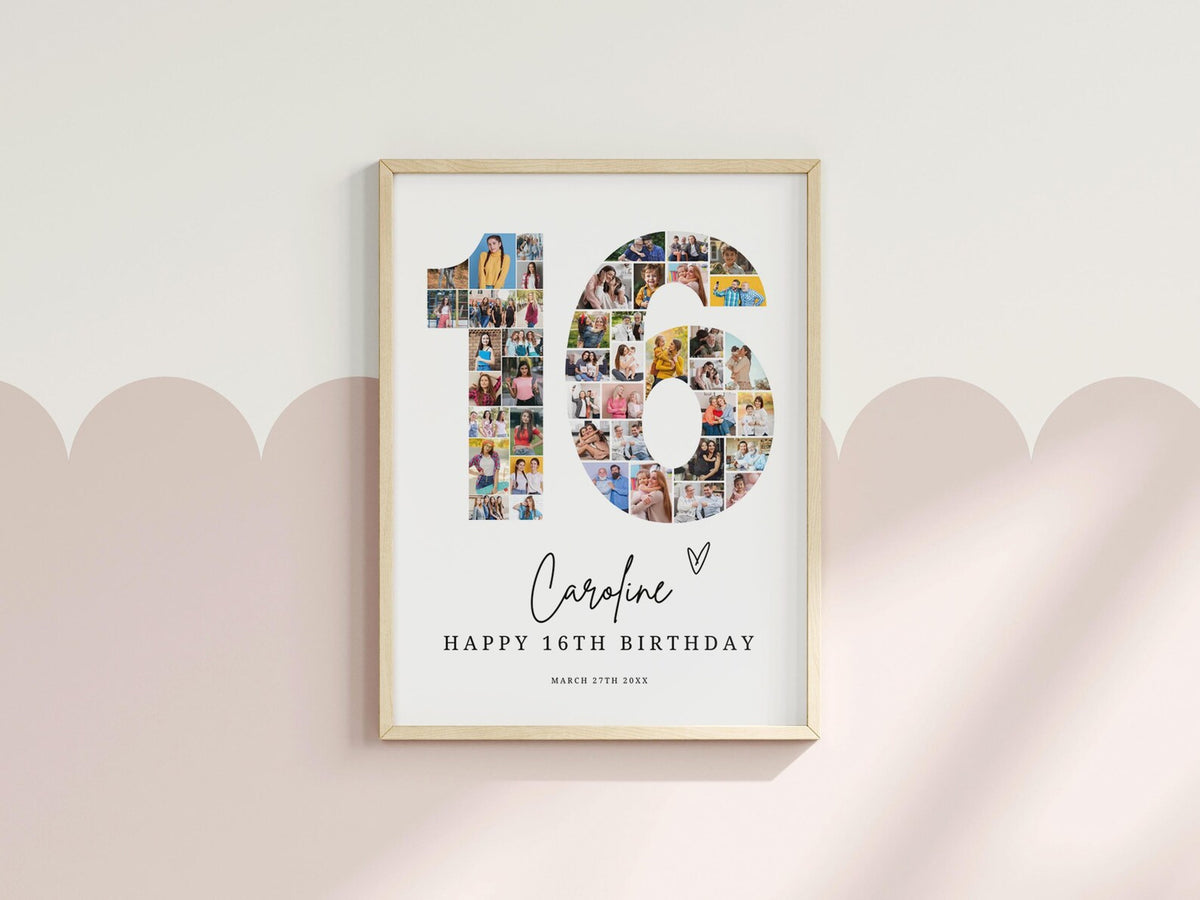 16th Birthday Photo Collage Template, Editable 16th Birthday Welcome Sign Gender Neutral 16th Printable Milestone Sign, Look Who's 16, Canva 0577