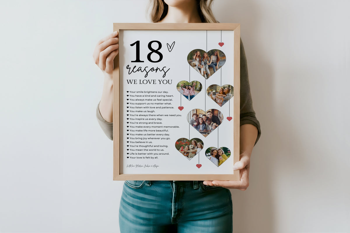 18 Reasons We Love You Poster With Pictures Template, Printable 18th Birthday Gift for Him or Her Editable, Personalized 18th Birthday Decor  0707