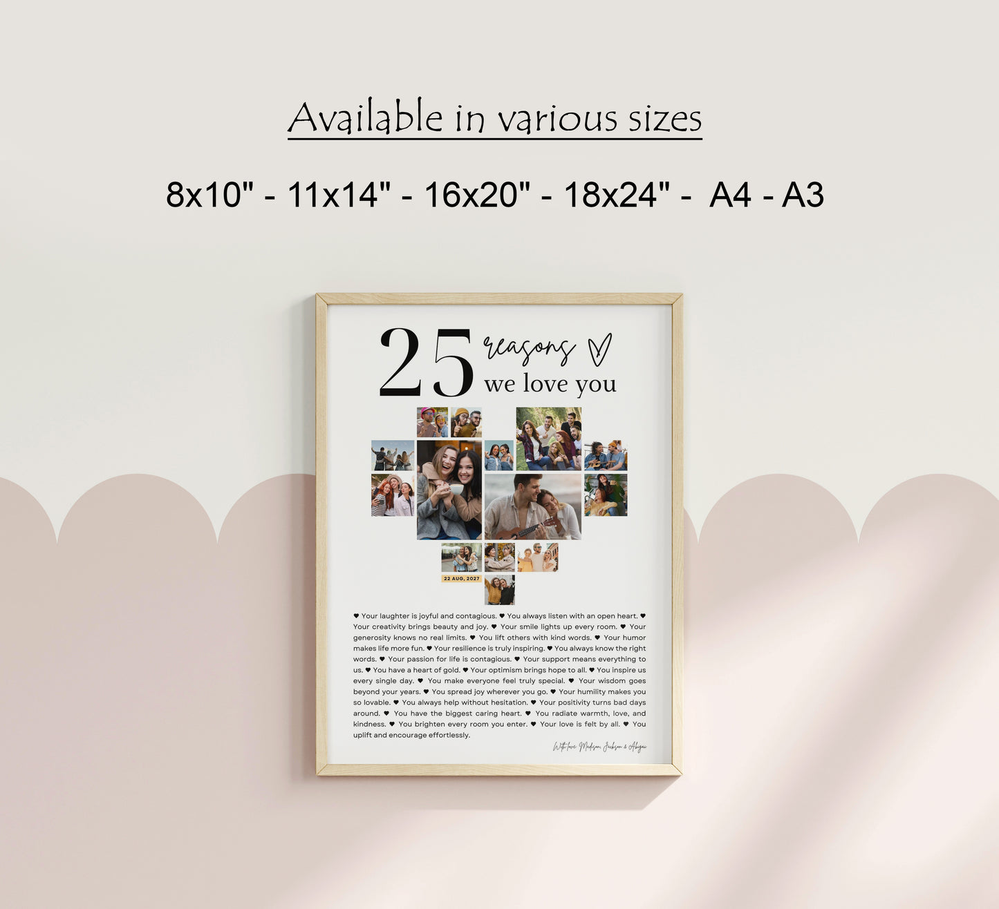 25 Reasons We Love You Poster With Pictures Template, Printable 25th Birthday Gift for Him or Her Editable, Personalized 25th Birthday Decor