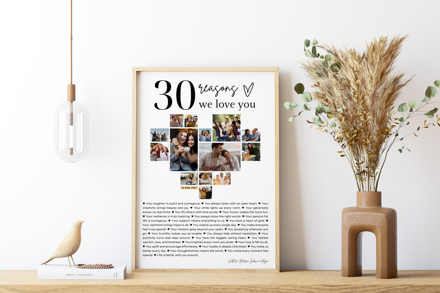 30 Reasons We Love You Poster With Pictures Template, Printable 30th Birthday Gift for Him or Her Editable, Personalized 30th Birthday Decor