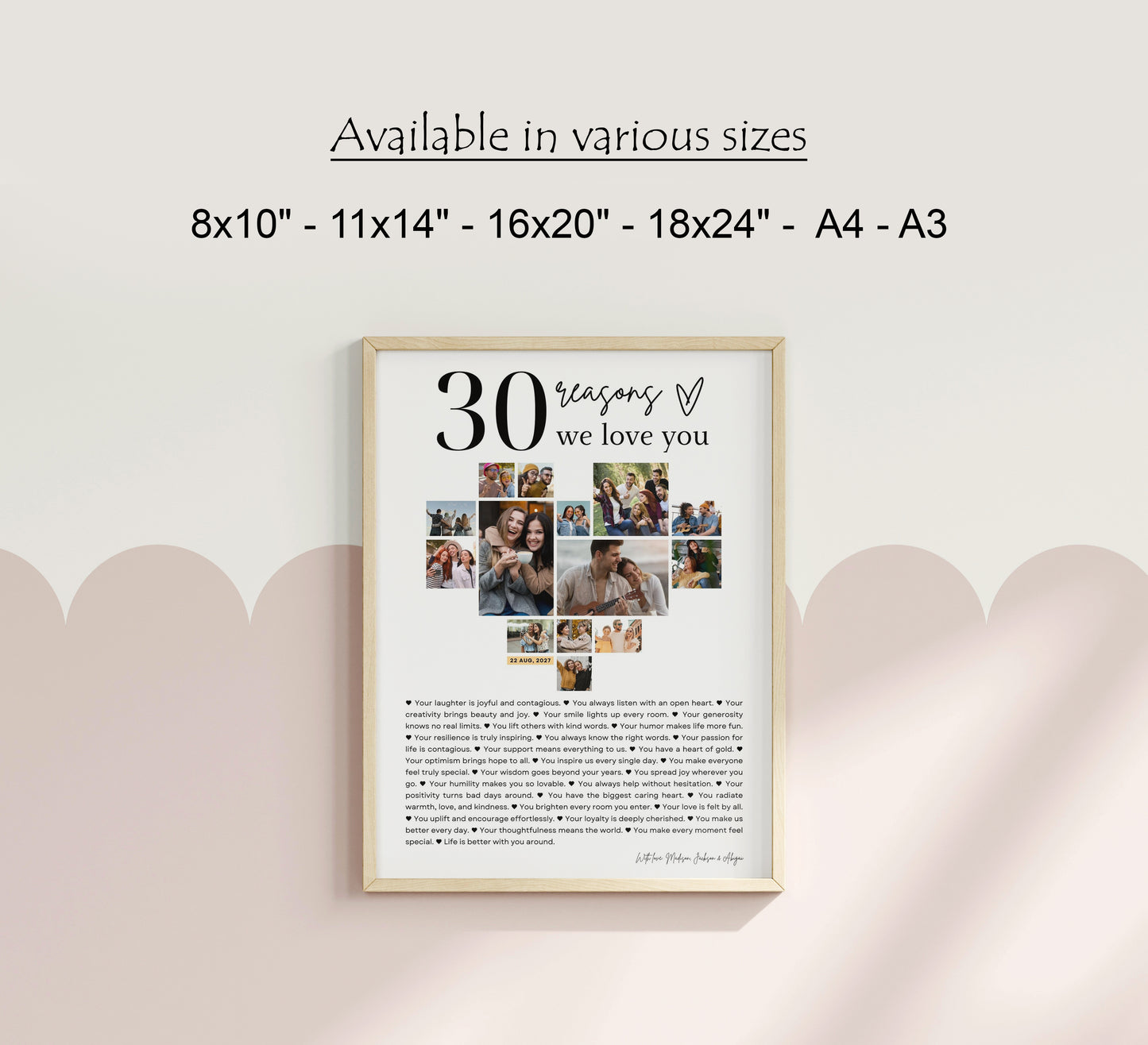30 Reasons We Love You Poster With Pictures Template, Printable 30th Birthday Gift for Him or Her Editable, Personalized 30th Birthday Decor