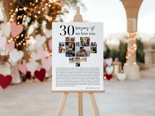 30 Reasons We Love You Poster With Pictures Template, Printable 30th Birthday Gift for Him or Her Editable, Personalized 30th Birthday Decor