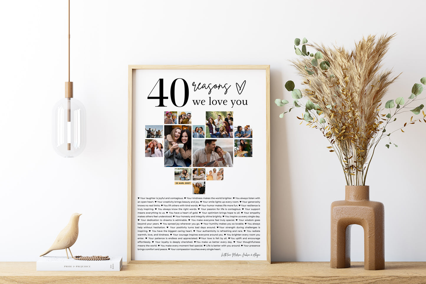 40 Reasons We Love You Poster With Pictures Template, Printable 40th Birthday Gift for Him or Her Editable, Personalized 40th Birthday Decor