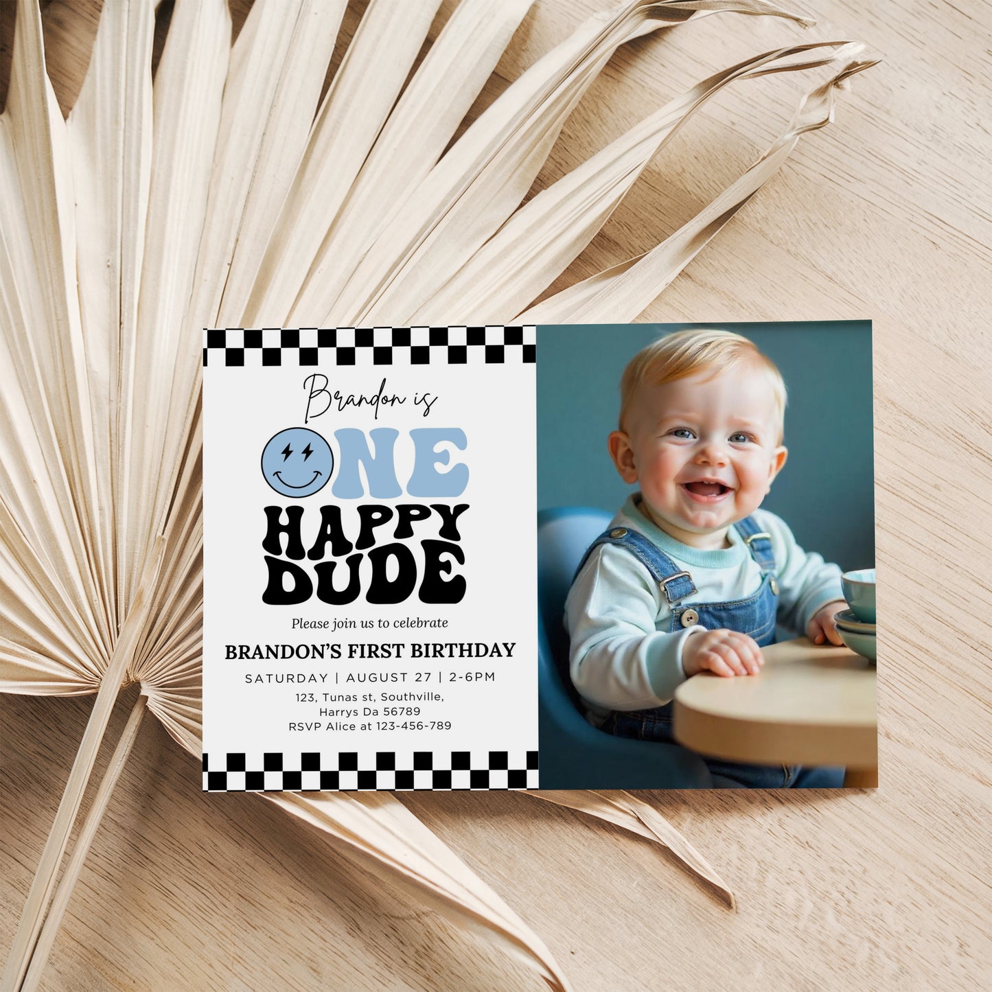 One Happy Dude Birthday Invitation Photo One Happy Dude Editable Birthday Invite One Happy Dude Evite Boys first birthday invitation 0498