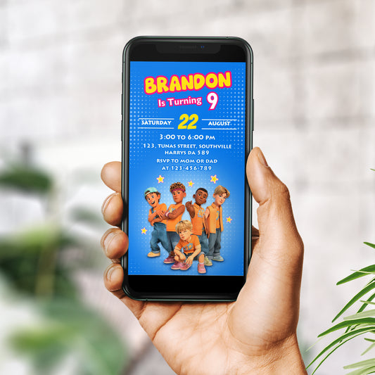 4 Town Birthday Invitation Template, Boy Birthday, Evite, Digital Invite, 0021