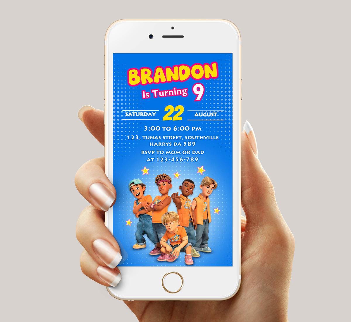 4 Town Birthday Invitation Template, Boy Birthday, Evite, Digital Invite, 0021