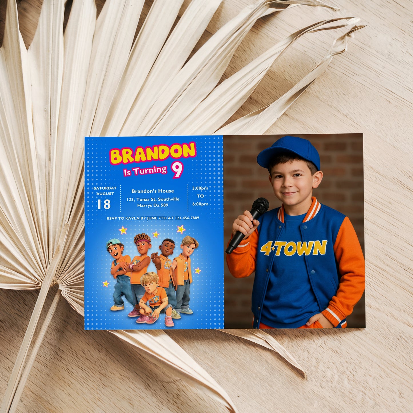4 Town Photo Birthday Invitation Template, Printable Photo Invitation, Boy Birthday, Evite, Digital Invite, 0021