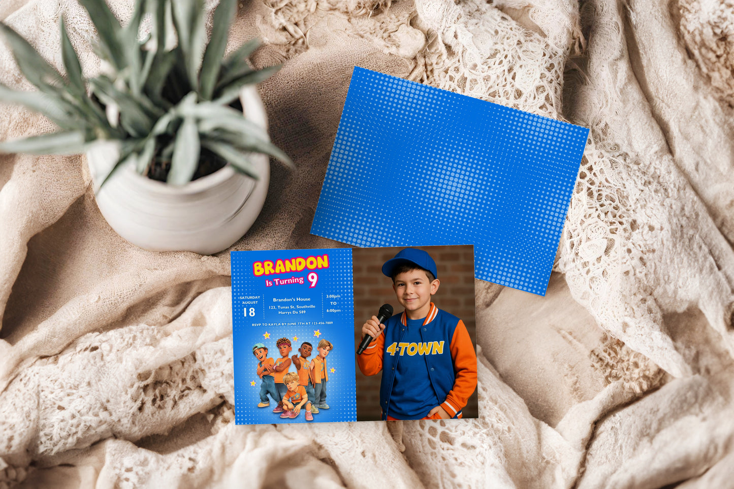 4 Town Photo Birthday Invitation Template, Printable Photo Invitation, Boy Birthday, Evite, Digital Invite, 0021