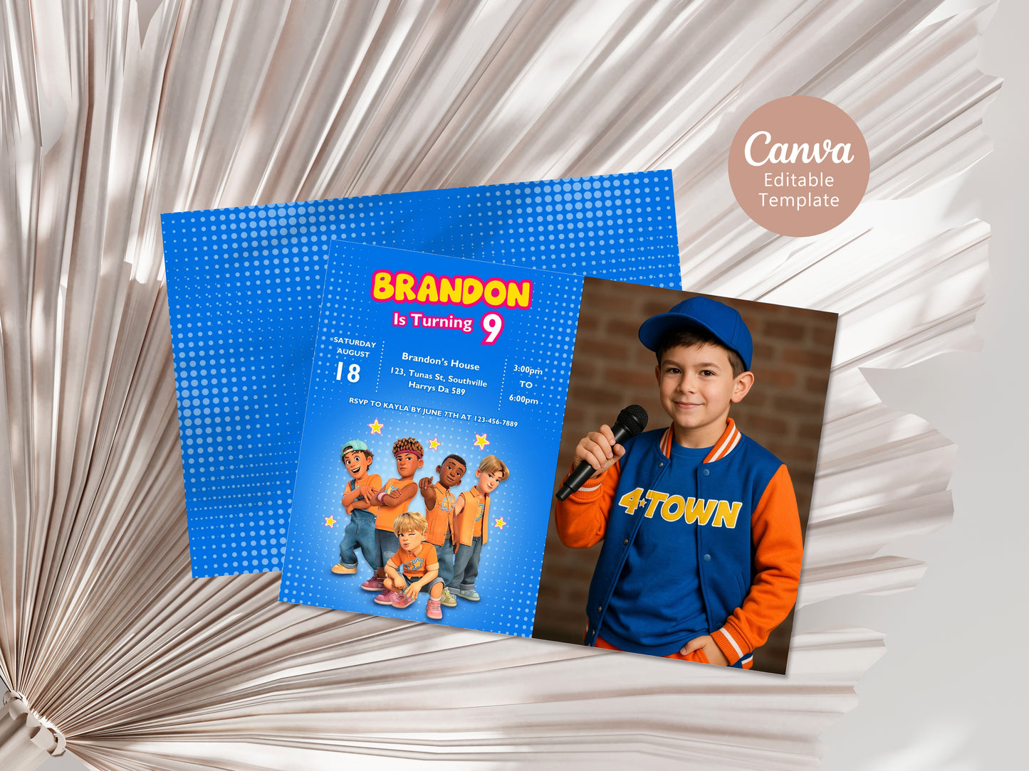 4 Town Photo Birthday Invitation Template, Printable Photo Invitation, Boy Birthday, Evite, Digital Invite, 0021