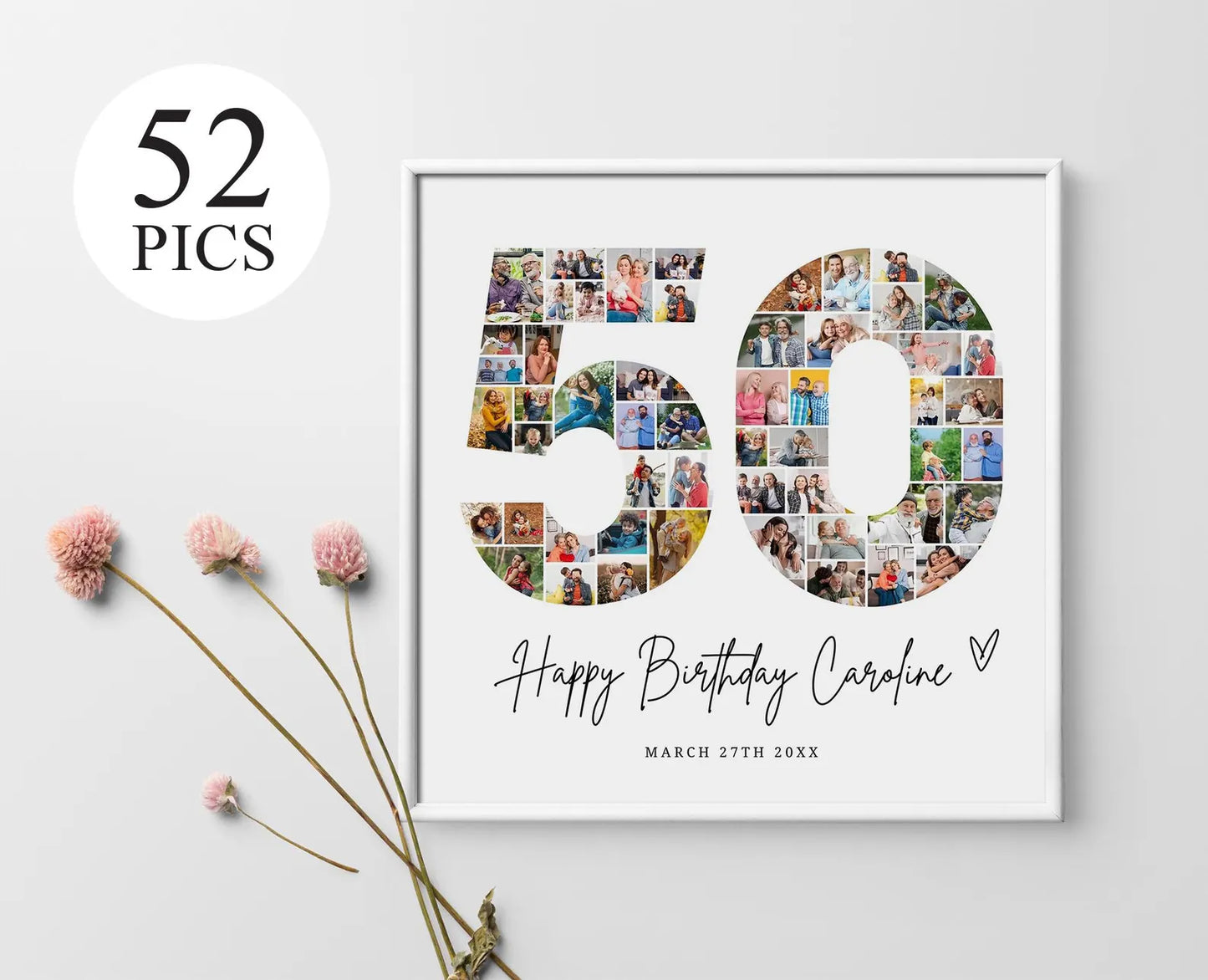 EDITABLE 50th Birthday Photo Collage, 50th Birthday Photo Poster Template, 50th Birthday Gifts, 50th Birthday Party Decorations, Canva 0597