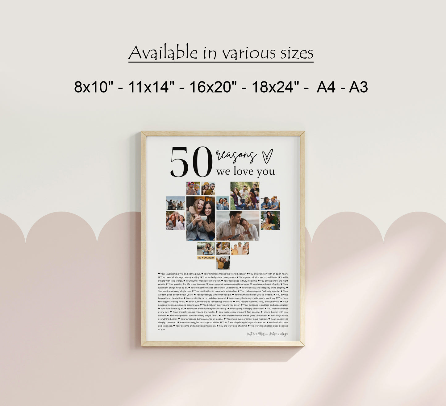 50 Reasons We Love You Poster With Pictures Template, Printable 50th Birthday Gift for Him or Her Editable, Personalized 50th Birthday Decor