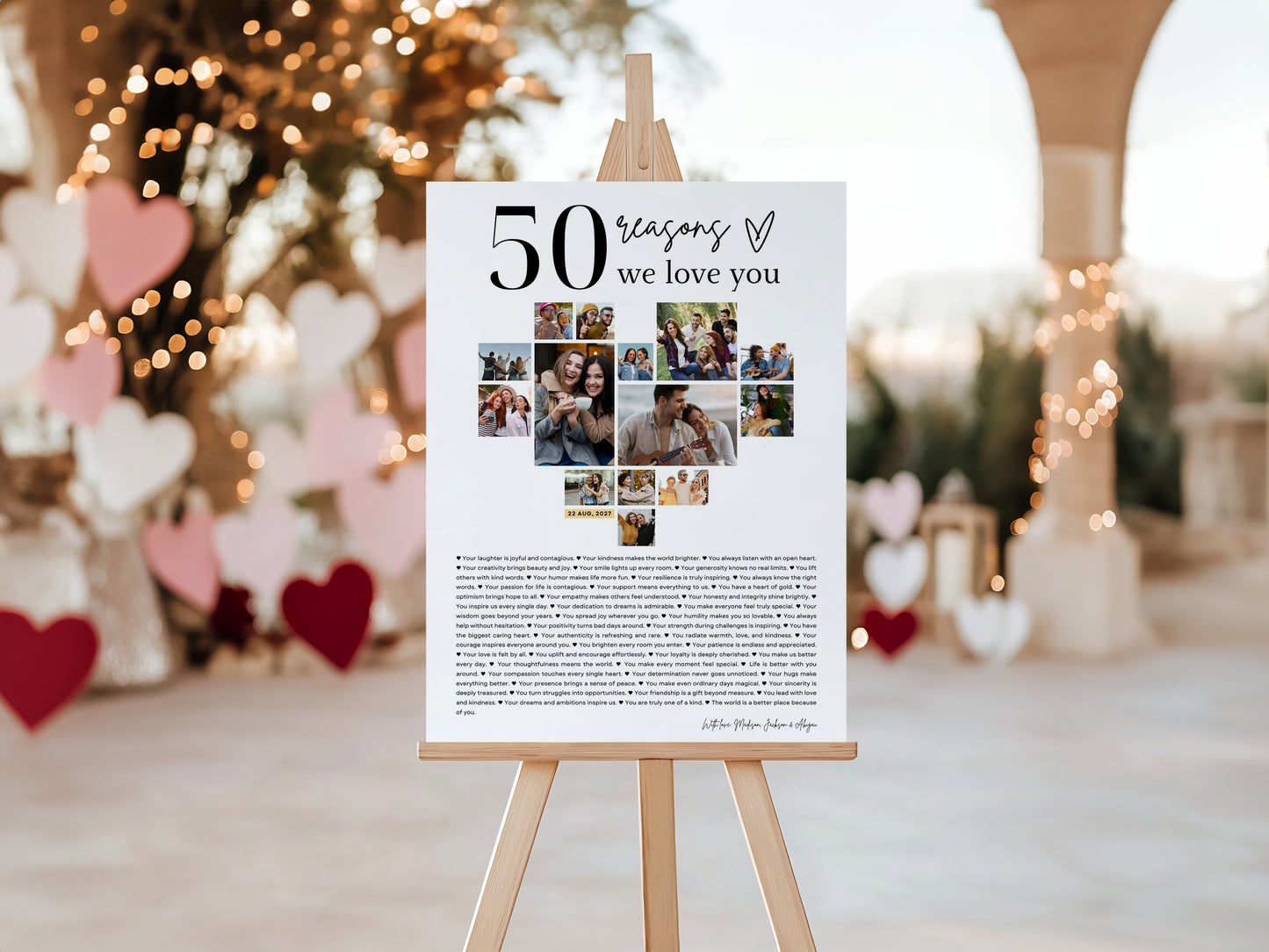 50 Reasons We Love You Poster With Pictures Template, Printable 50th Birthday Gift for Him or Her Editable, Personalized 50th Birthday Decor