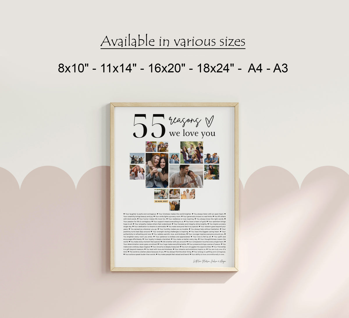 55 Reasons We Love You Poster With Pictures Template, Printable 55th Birthday Gift for Him or Her Editable, Personalized 55th Birthday Decor