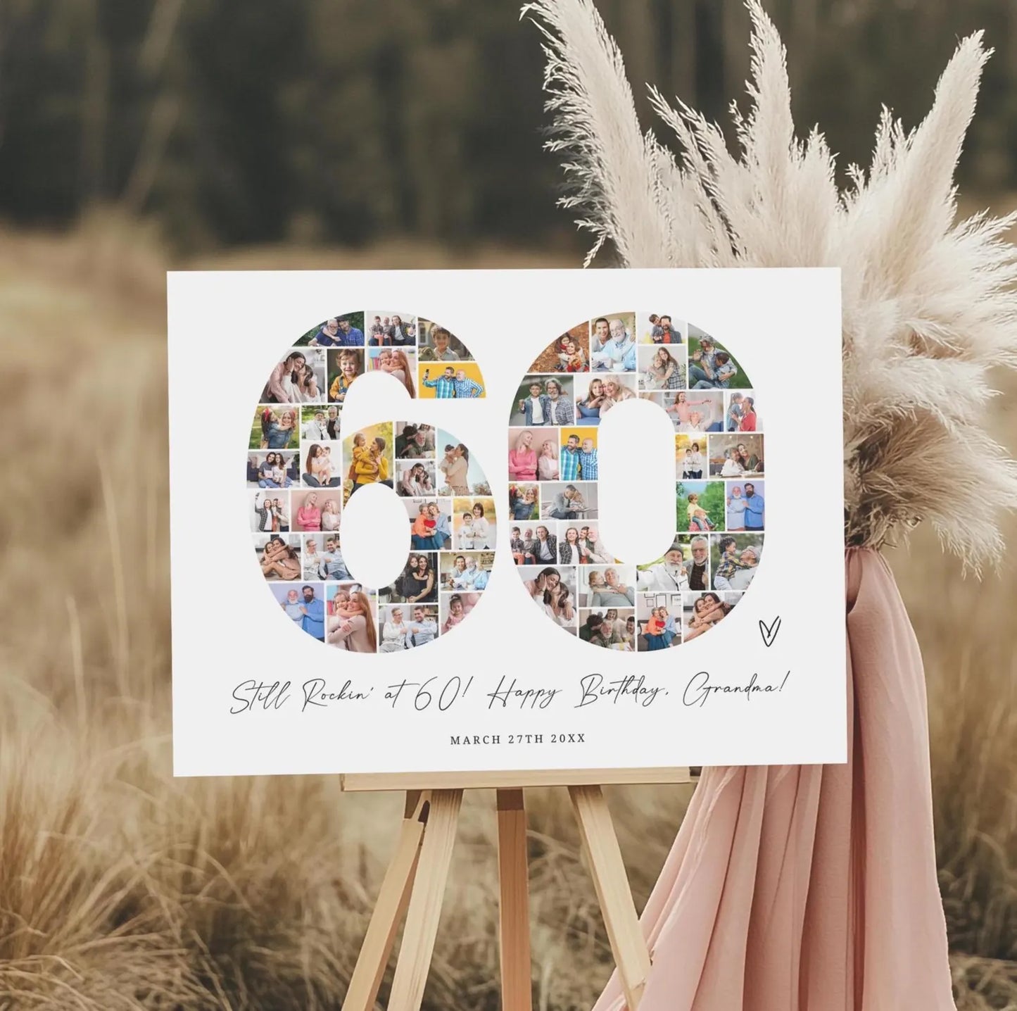 60th EDITABLE Photo Poster, Birthday Photo Collage, Birthday Collage, Number Collage, 60th Birthday Gift, 60th Birthday Decorations, Canva 0575