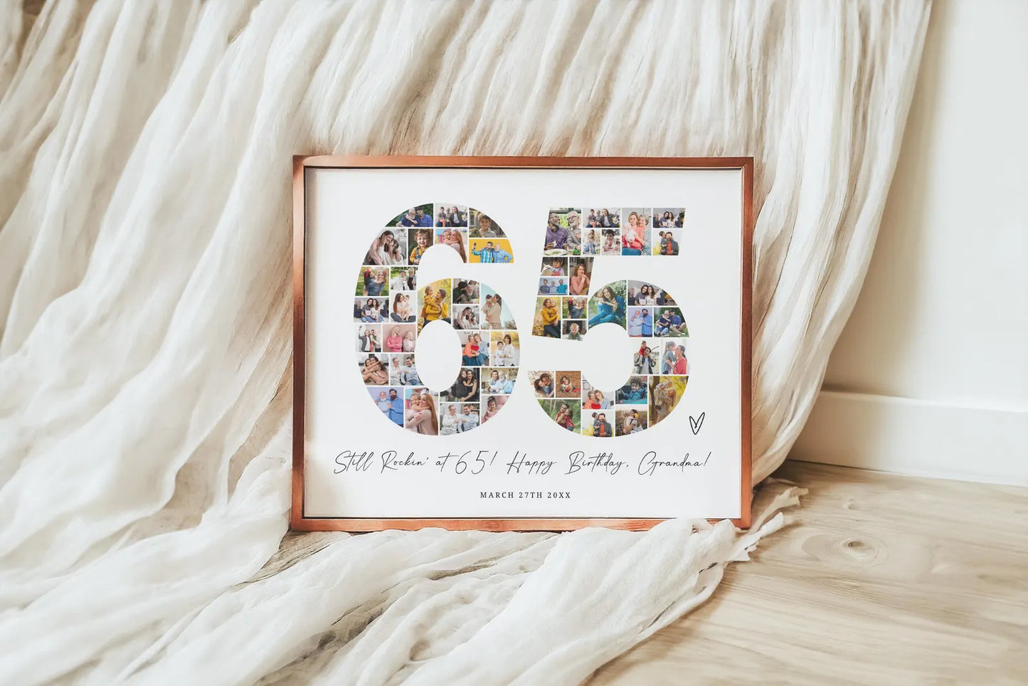 65th EDITABLE Photo Poster, Birthday Photo Collage, Birthday Collage, Number Collage, 65th Birthday Gift, 65th Birthday Decorations, Canva 0573