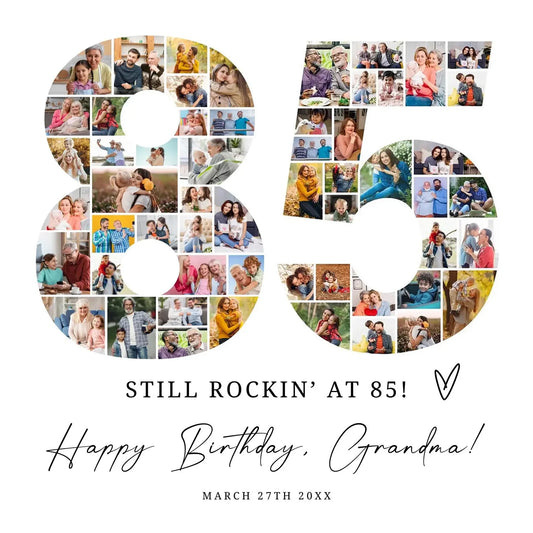 85th Birthday Editable Photo Collage, 85th Birthday Number Collage, 85th Birthday Decorations, 85th Birthday Ideas, Photo Collage Gift Canva 0586