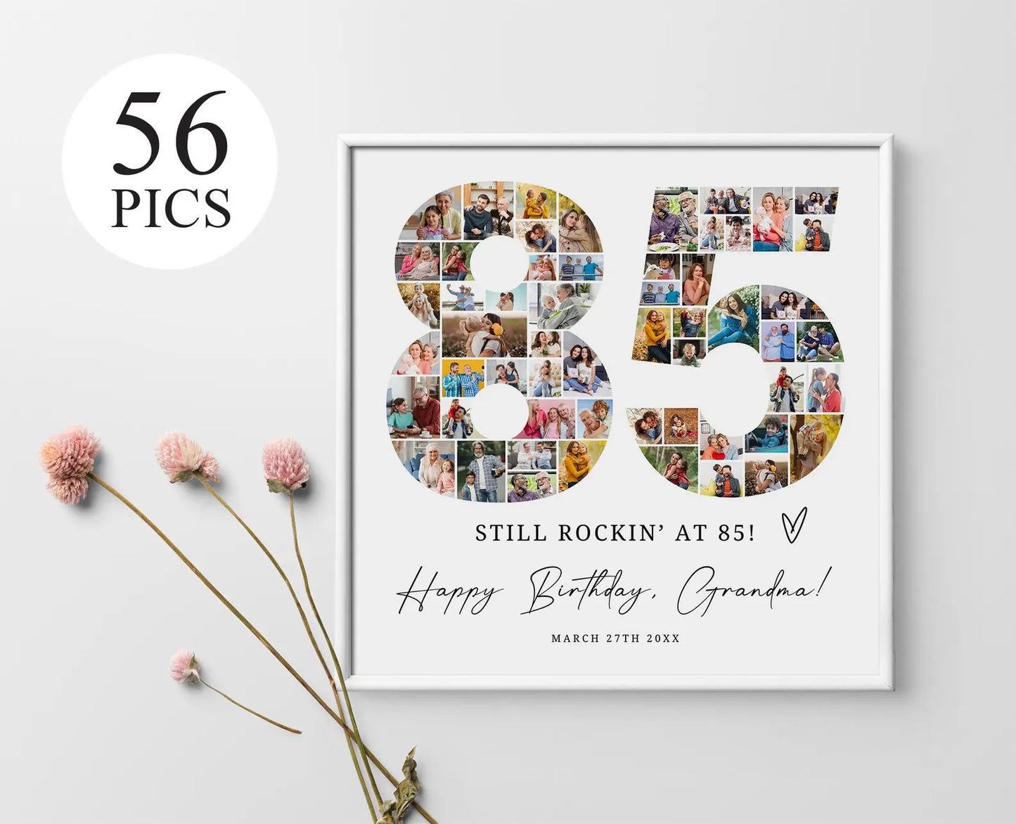 85th Birthday Editable Photo Collage, 85th Birthday Number Collage, 85th Birthday Decorations, 85th Birthday Ideas, Photo Collage Gift Canva 0586