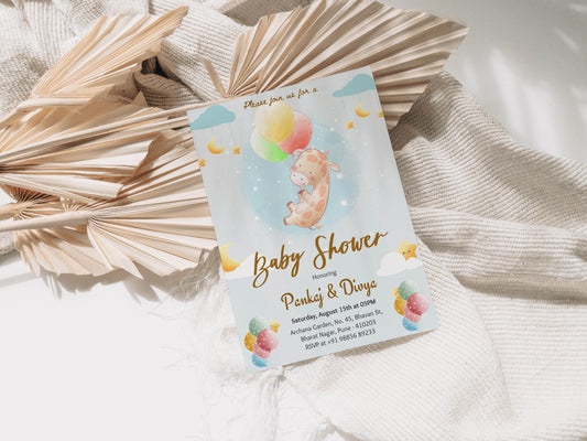 Giraffe Baby Shower Invitation Template, Printable Invitation, Gender reveal, Evite, Digital Invite,  – BS005