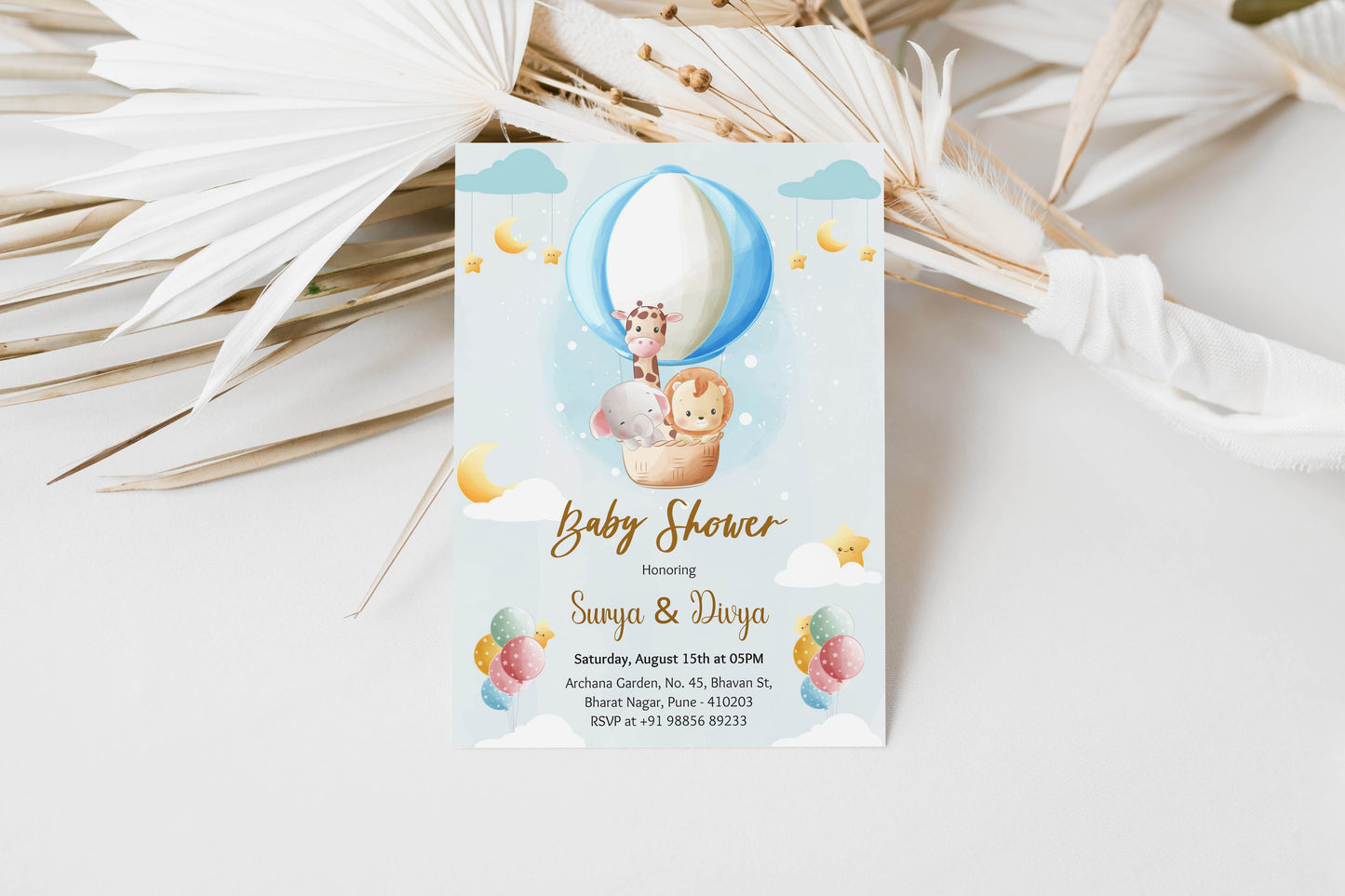 Animals Baby Shower Invitation Template, Printable Invitation, Gender reveal, Evite, Digital Invite,  – BS006