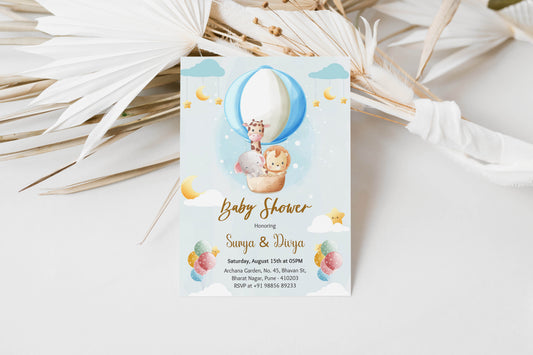 Animals Baby Shower Invitation Template, Printable Invitation, Gender reveal, Evite, Digital Invite,  – BS006
