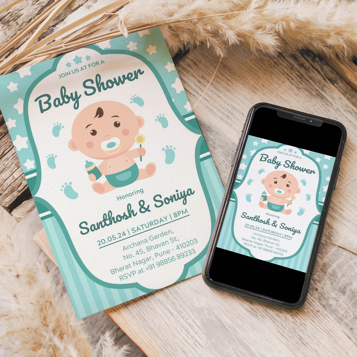 Feeding Baby Shower Invitation Template, Printable Invitation, Gender reveal, Evite, Digital Invite,  – BS011