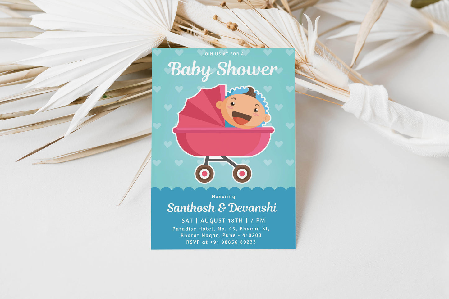Stroller Baby Shower Invitation Template, Printable Invitation, Gender reveal, Evite, Digital Invite, – BS012