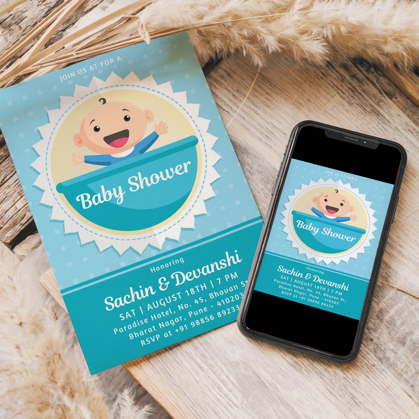 Shouting Baby Shower Invitation Template, Printable Invitation, Gender reveal, Evite, Digital Invite,  – BS013