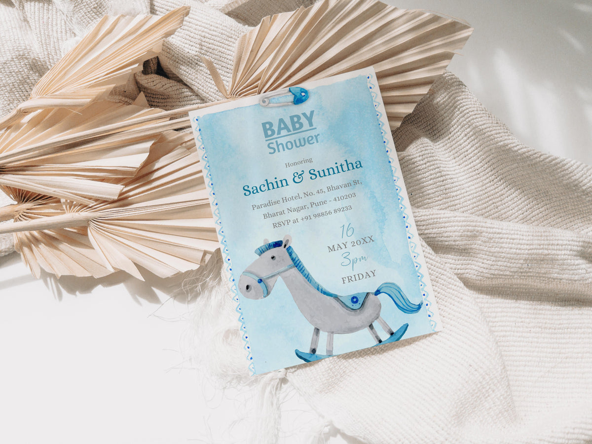 Horse Riding Baby Shower Invitation Template, Printable Invitation, Gender reveal, Evite, Digital Invite,  – BS014
