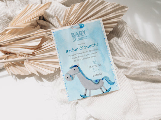 Horse Riding Baby Shower Invitation Template, Printable Invitation, Gender reveal, Evite, Digital Invite,  – BS014