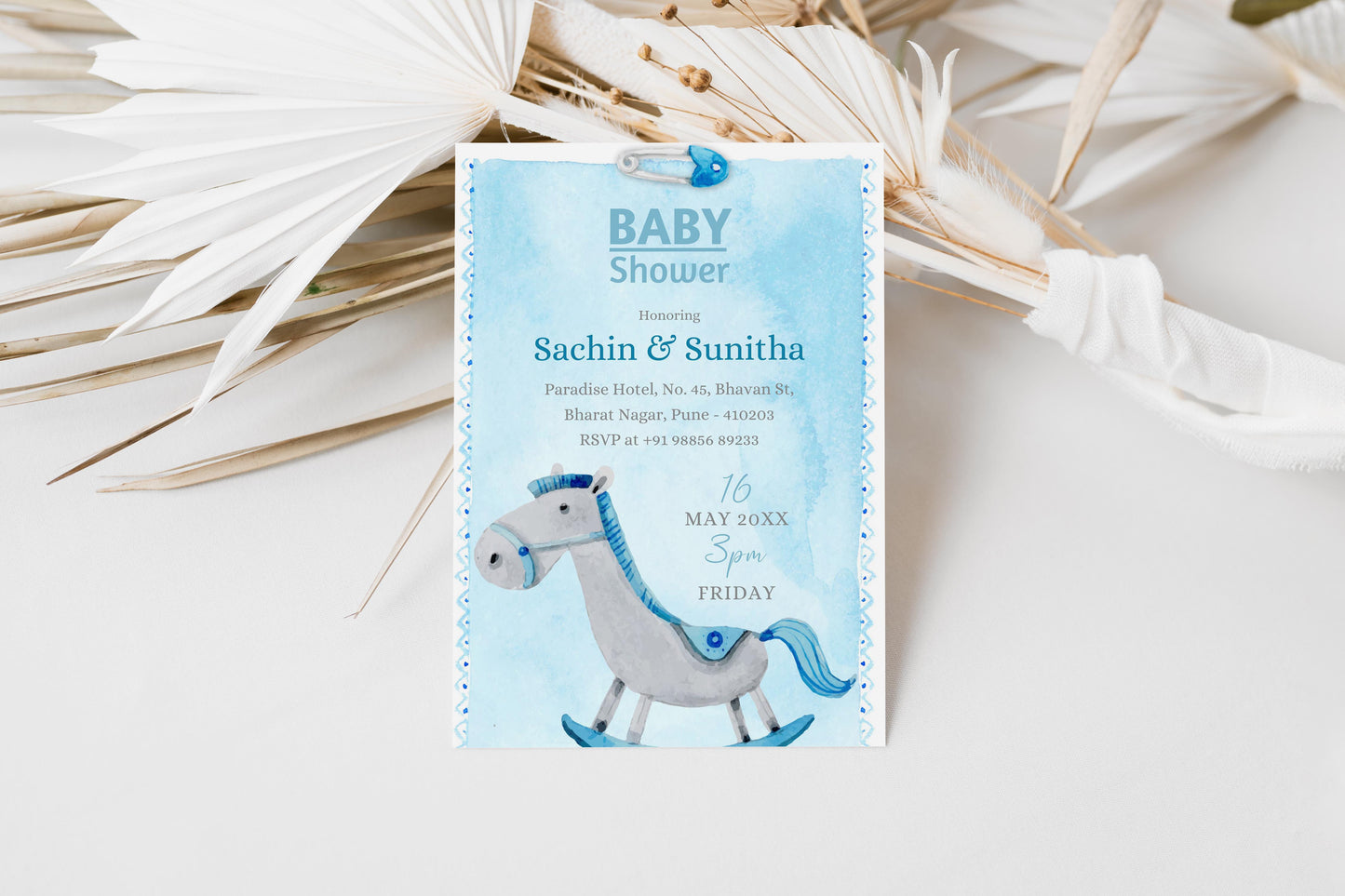 Horse Riding Baby Shower Invitation Template, Printable Invitation, Gender reveal, Evite, Digital Invite,  – BS014