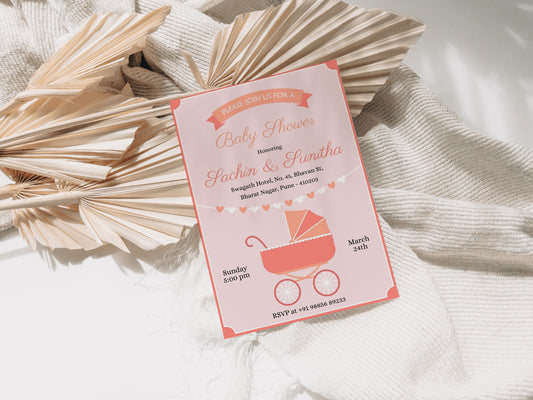Strollers Baby Shower Invitation Template, Printable Invitation, Gender reveal, Evite, Digital Invite, Edit yourself, Corjl – BS015
