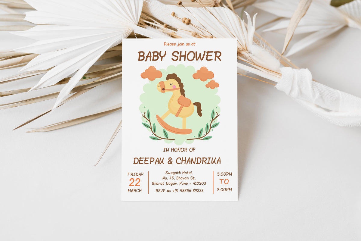 Horse Baby Shower Invitation Template, Printable Invitation, Gender reveal, Evite, Digital Invite, – BS025