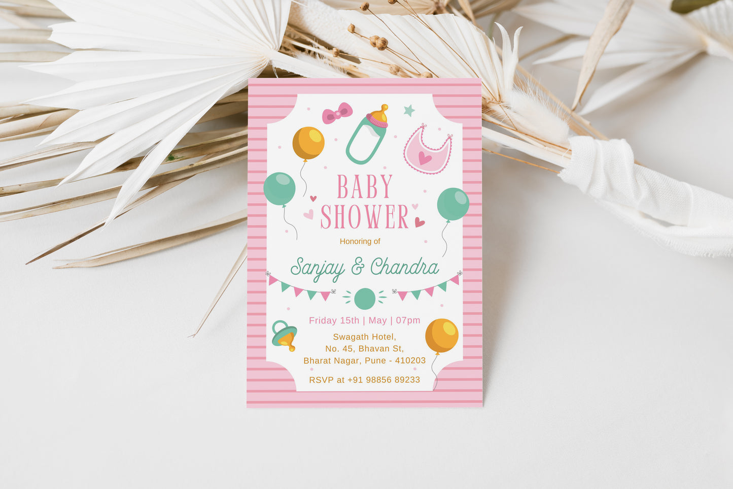 Balloon Baby Shower Invitation Template, Printable Invitation, Gender reveal, Evite, Digital Invite,  – BS027