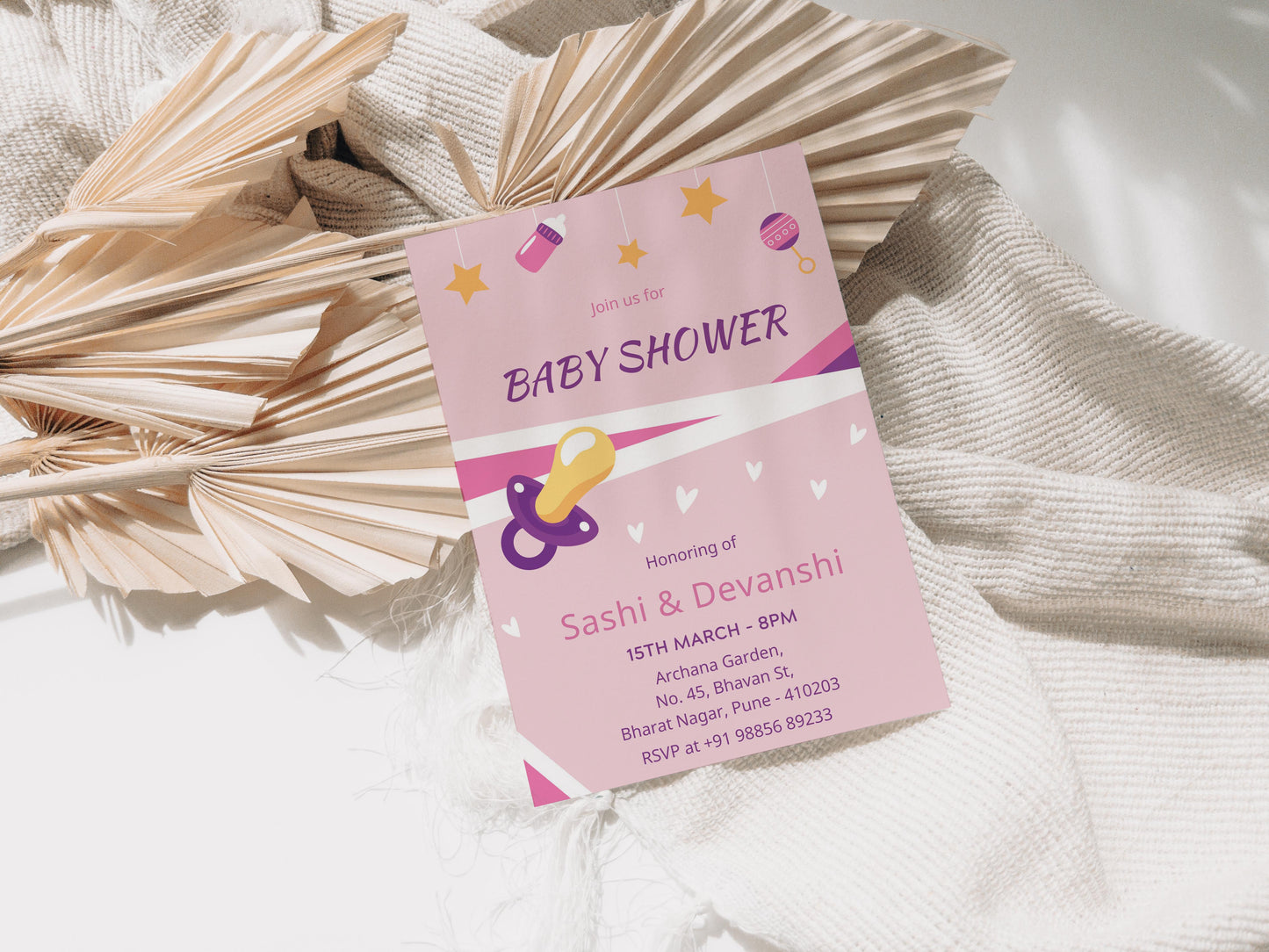 Luvlap Baby Shower Invitation Template, Printable Invitation, Gender reveal, Evite, Digital Invite, – BS030