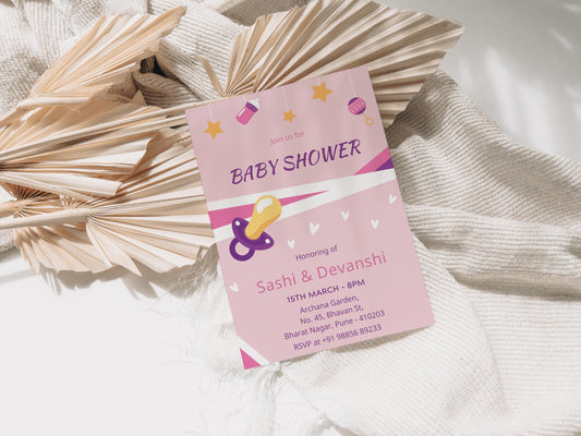 Luvlap Baby Shower Invitation Template, Printable Invitation, Gender reveal, Evite, Digital Invite, – BS030