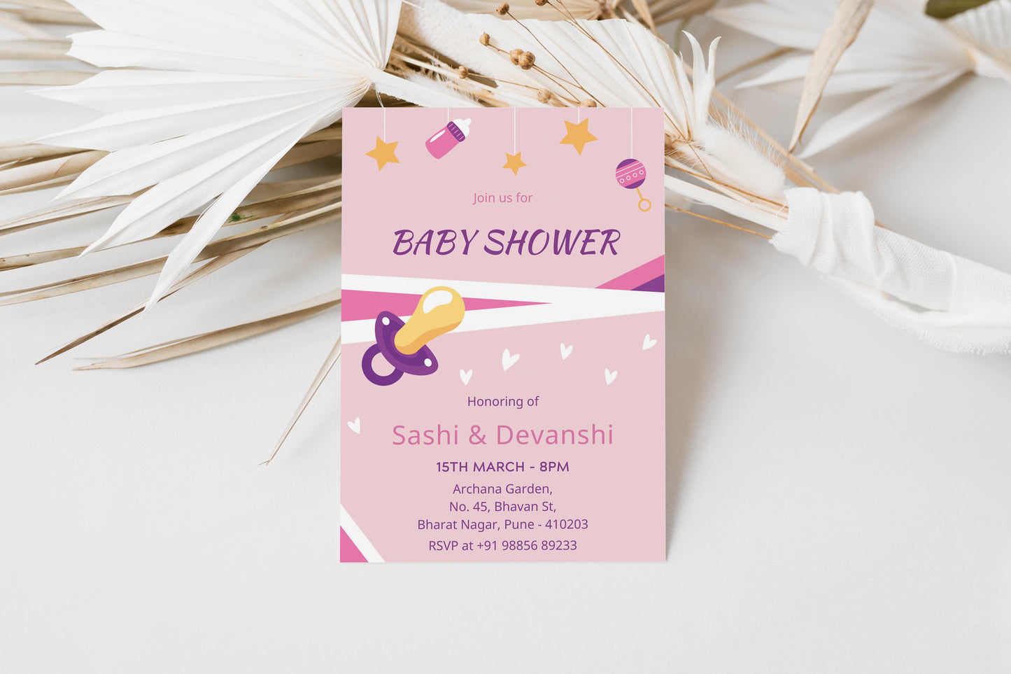 Luvlap Baby Shower Invitation Template, Printable Invitation, Gender reveal, Evite, Digital Invite, – BS030