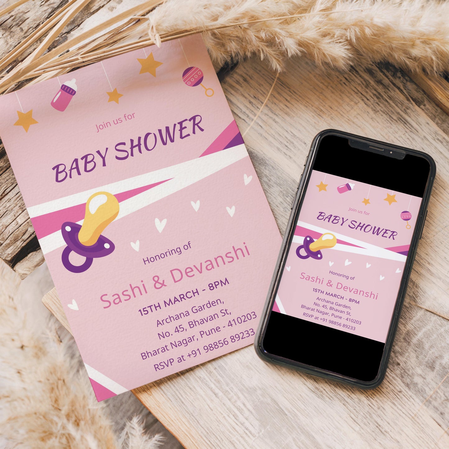 Luvlap Baby Shower Invitation Template, Printable Invitation, Gender reveal, Evite, Digital Invite, – BS030